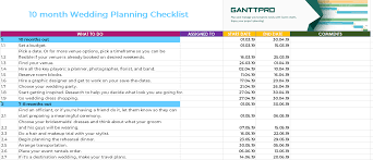 10 Month Wedding Planning Checklist Excel Template Free