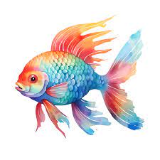 rainbow fish watercolor clipart ai