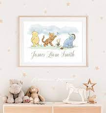 Pooh Wall Art Nursery Name Print