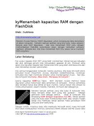 Maybe you would like to learn more about one of these? Menambah Ram Dengan Flashdisk