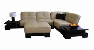 beige leather sectional sofa with built