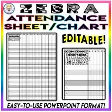 Attendance Sheet Chart Zebra Print Editable
