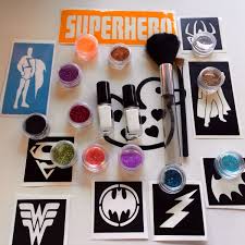superhero glitter tattoo kit stencils