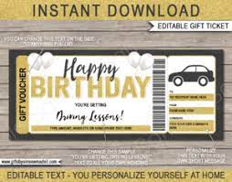 birthday driving lessons gift voucher