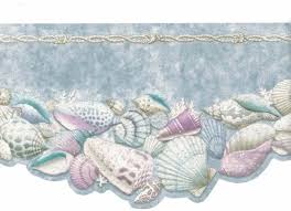 Seashell Cut Wallpaper Border Blue