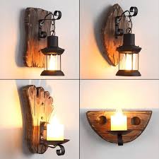 Vintage Single Head Rustic Wooden Wall Lamp