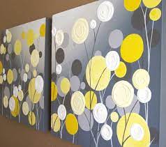 wall art textured yellow and grey