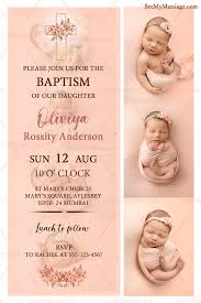 baptism invitation card peach theme