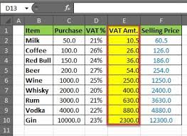 how to calculate vat in excel template