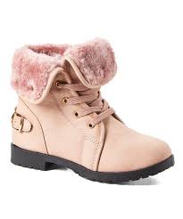 Ositos Shoes Blush Furry Trim Ankle Boot Girls
