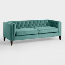 world market teal velvet kendall sofa