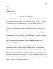 Find out how to structure this it helps to understand how to write a reflective paper and the purposes of such type of academic assignment. Self Reflection Essay Docx Vo 1 Fred Vo English 1301 Self Reflection Essay 18 Reflecting On My English Course I Enjoyed My Time While Taking This Course Hero