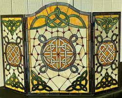 celtic fireplace screens stained glass