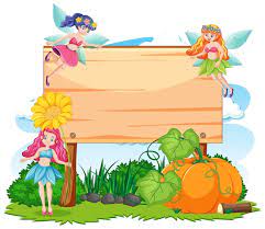 Fairy Tales In Garden With Blank Banner