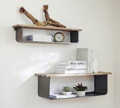 Floating Wood Metal Wall Shelves