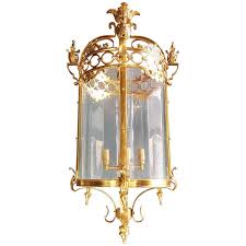 6 Large Cylindrical Lantern In Louis Xvi Style Brass Glass Pendant Lighting For Sale At 1stdibs