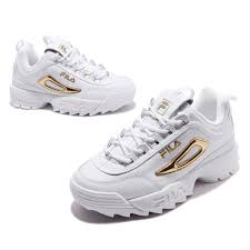 Details About Fila Disruptor Ii Metallic Accent White Gold Women Casual Chunky Daddy Shoes