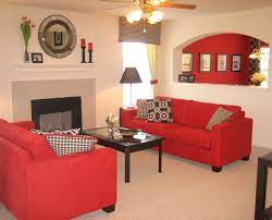 red furniture living room