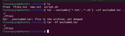 how to exclude files and directories in tar