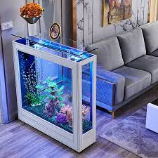 Light Luxury Fish Tank Living Room Home Floor Large Medium Subareas Screens  Glass Aquarium Ecological Change Water New - Figurines & Miniatures -  AliExpress gambar png