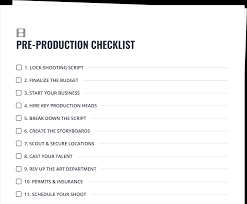 The Ultimate Pre Production Checklist For Film Video Free