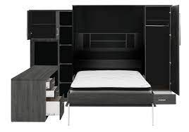 Wall Murphy Bed With Desk Dark Grey