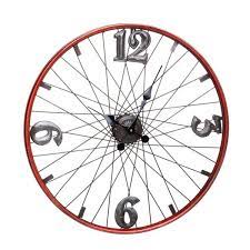 evergreen bicycle wheel metal clock