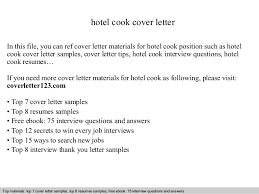 Hotel cook cover letter
