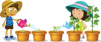 Boy Watering Plants Vector Images Over