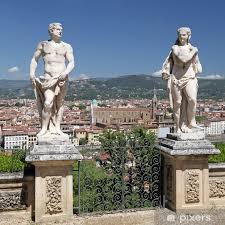 Poster Antique Garden Statues In