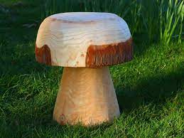 wooden mushroom seat by ben may
