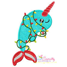 Christmas Applique Embroidery Design Christmas Unicorn Dolphin