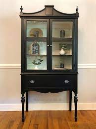 Antique China Cabinet Hutch Black And