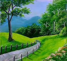 Landscape Painting By Poster Colour