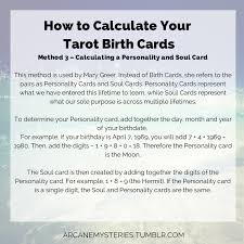 Arcane Mysteries How To Calculate Your Tarot Birth Cards