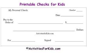 Printable Blank Checks Check Register For Kids Cheques
