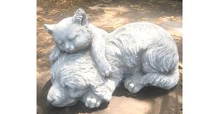 Cat And Dog Cement Garden Statue Art