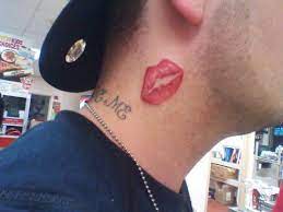 lip tattoos on neck
