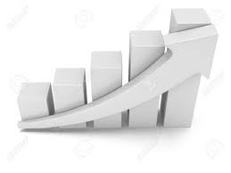 3d White Blank Bar Graph Chart With Arrow Growing Up On White