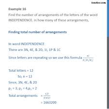 Example 16 Find Number Of Arrangements Of Independence