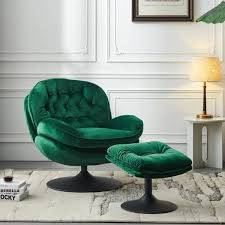 leisure green velvet swivel lounge