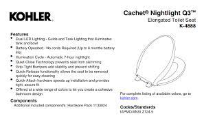 Kohler 4888 96 Cachet Nightlight Quiet