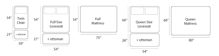 mattress and futon sizing charts