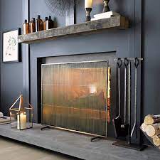 Antiqued Brass Fireplace Screen
