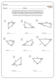 right triangle trigonometry worksheets