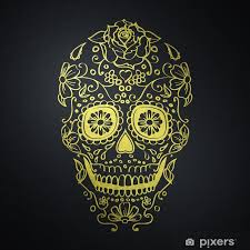 Golden Mexican Sugar Skull Wall Mural