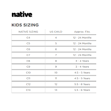 Native Shoes Size Chart Related Keywords Suggestions