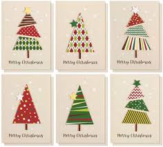 Sometimes a simple message is the way to go! Amazon Com Set Of 12 Merry Christmas Greetings Cards Handmade Christmas Cards With Assorted Xmas Tree Themes Includes White V Flap Envelopes 5 X 7 Inches Health Personal Care
