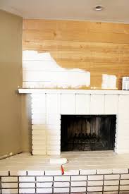 diy planked mantle and white brick
