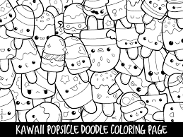 Popsicle coloring pages are a fun way for kids of all ages to develop creativity, focus, motor skills and color recognition. Popsicle Doodle Coloring Page Printable Cute Kawaii Coloring Etsy